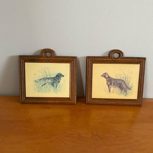 Vintage Wood Art Golden Retrievers